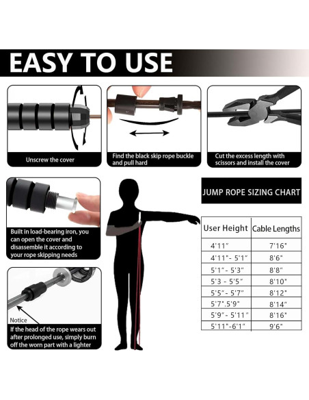 Cuerda de Salto con Peso Ajustable Goonidy 2.74m para Fitness