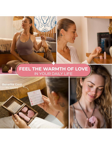 Conjunto de Cristales de Cuarzo Rosa Anima - Amor y Sanación