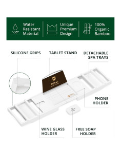 Bandeja de Baño Plegable Royal Craft Wood - Bambú Blanco 109 cm 2