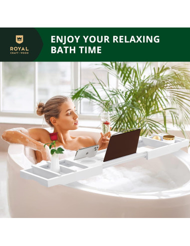 Bandeja de Baño Plegable Royal Craft Wood - Bambú Blanco 109 cm