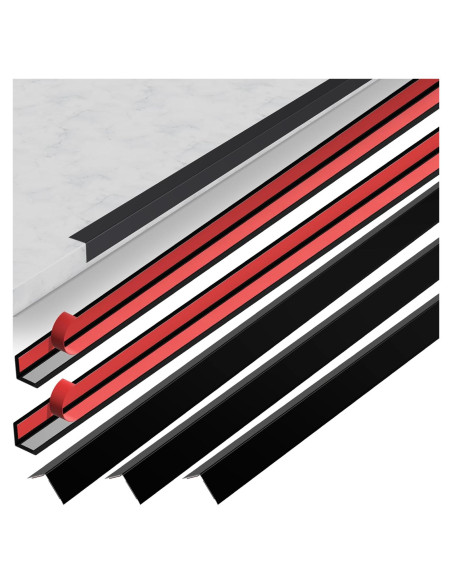 5 Piezas Protectores de Esquinas de Aluminio Negro 48 cm