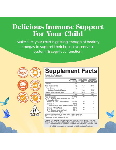 Gomitas DHA Omega 3 Natures Craft 90 Unidades Sin Pescado