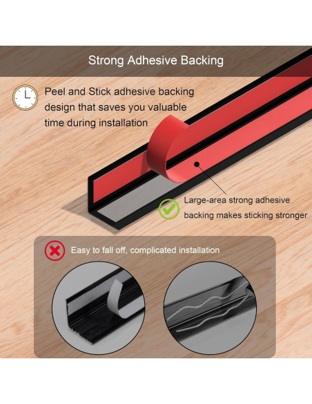 5 Piezas Protectores de Esquinas de Aluminio Negro 48 cm