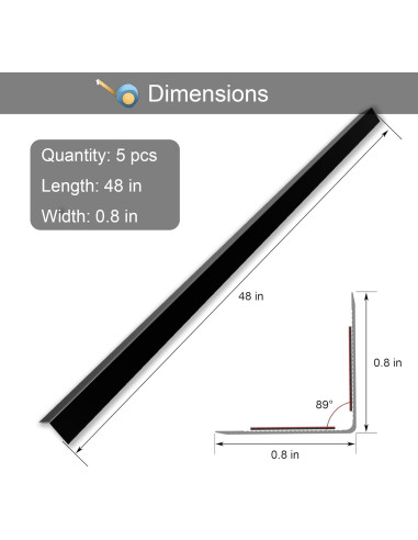 5 Piezas Protectores de Esquinas de Aluminio Negro 48 cm
