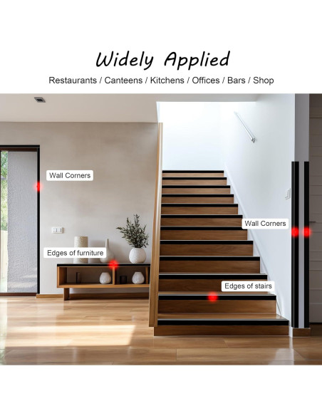 5 Piezas Protectores de Esquinas de Aluminio Negro 48 cm