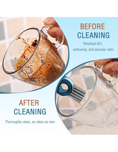 Cepillo de limpieza 3 en 1 Hiyniaz para botellas y tazas azul