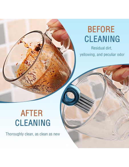 Cepillo de limpieza 3 en 1 Hiyniaz para botellas y tazas azul