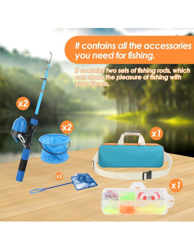 Combo de caña y carrete de pesca Mouhike 1.5m/1.8m para niños