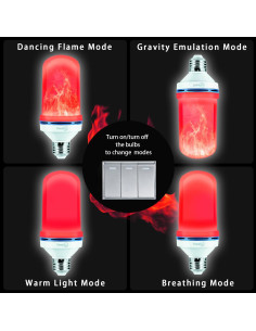 Bombilla LED E26 Yewclls con Efecto Llama - 4 Modos - Rojo 2 Pz 2