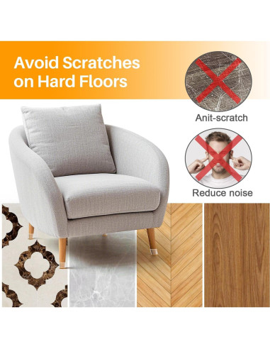 Ansible 24 Pcs Protectores de Suelo Silicona y Fieltro 33-50mm