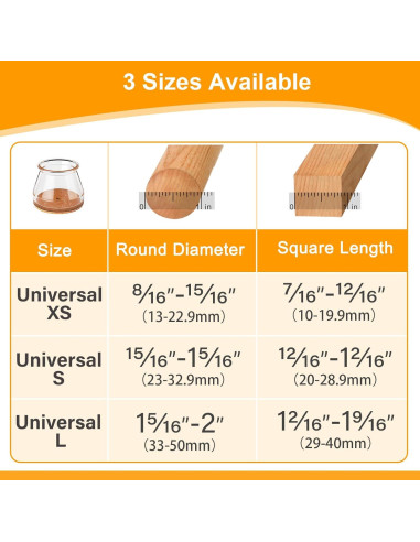 Ansible 24 Pcs Protectores de Suelo Silicona y Fieltro 33-50mm