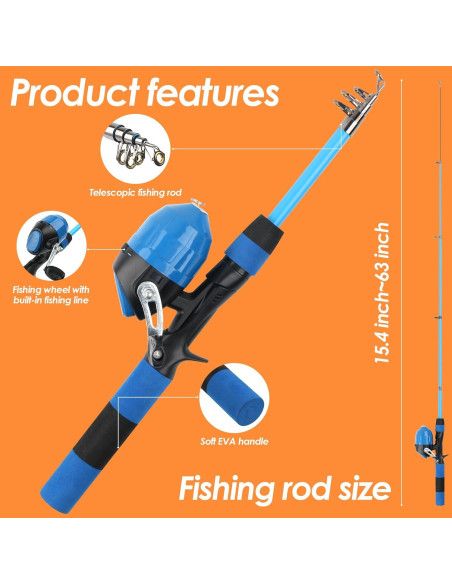 Combo de caña y carrete de pesca Mouhike 1.5m/1.8m para niños