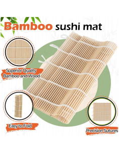 10 Esteras de Sushi de Bambú LEQC 24.1cm Ecológicas y Duraderas 2