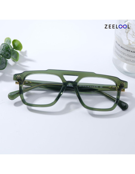 Gafas Aviador Retro Zeelool Hombres Acetato Lentes Luz Azul Gafas Aviador Retro Zeelool Hombres Acetato Lentes Luz Azul