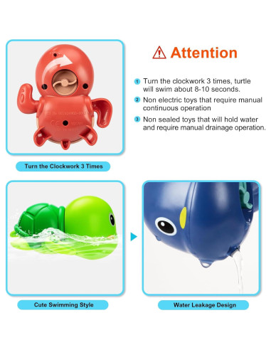 Juguetes de Baño Tohibee - Paquete de 6 Tortugas Flotantes