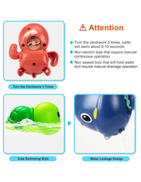 Juguetes de Baño Tohibee - Paquete de 6 Tortugas Flotantes