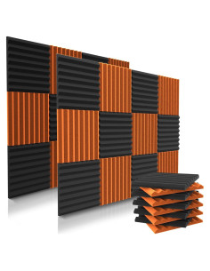Paquete de 52 Paneles Acústicos Audiosoul 30x30 cm Negro/Naranja