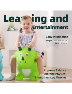 Saltador Inflable Dinosaurio Verde EVERICH para Niños 18 Meses 2