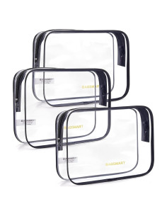 BAGSMART Bolsa de Aseo Transparente 3-Pack TSA 20.8x5.1x15.2cm