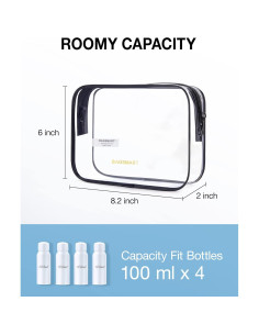 BAGSMART Bolsa de Aseo Transparente 3-Pack TSA 20.8x5.1x15.2cm 2