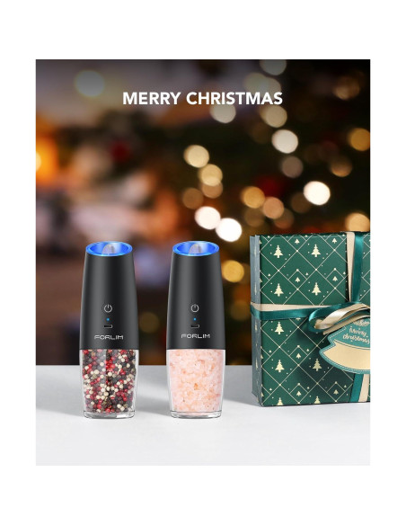 Juego de Molinillos Eléctricos de Sal y Pimienta FORLIM, Recargables USB, Automáticos, Ajuste de Grosor