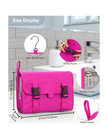 Bolsa de Aseo Colgante Relavel Rosa Intenso Gran Capacidad