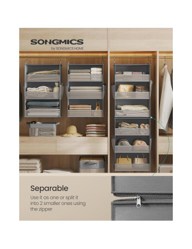 SONGMICS Organizador Colgante de Closet 2 Piezas 6 Niveles Gris