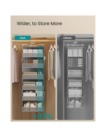 SONGMICS Organizador Colgante de Closet 2 Piezas 6 Niveles Gris