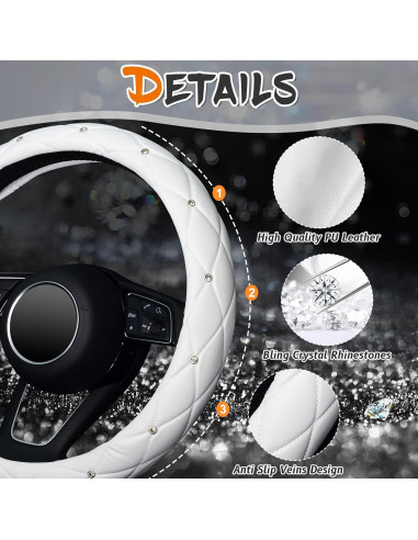 Cubierta de Volante KAFEEK KF10360-ZD Cuero Blanco 37-39 cm