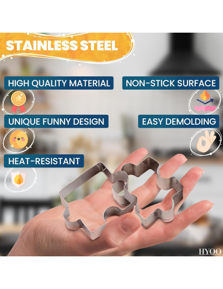 Juego de 4 Cortadores de Galletas Rompecabezas HYQO - Acero Inoxidable