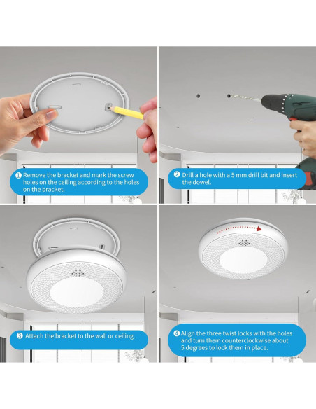 Detectores de Humo Runidur CS12 - Paquete de 3 Alarmas Fotoeléctricas