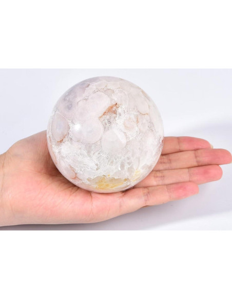 Bola de Cristal Ágata Flor de Cerezo CNYANFEI 80-90mm