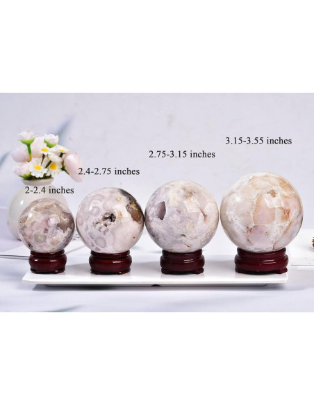 Bola de Cristal Ágata Flor de Cerezo CNYANFEI 80-90mm