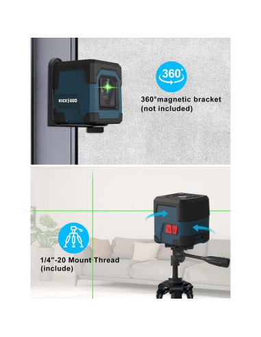 Nivel Láser RockSeed Autonivelación Verde con Trípode 119 cm