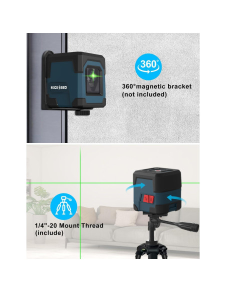 Nivel Láser RockSeed Autonivelación Verde con Trípode 119 cm