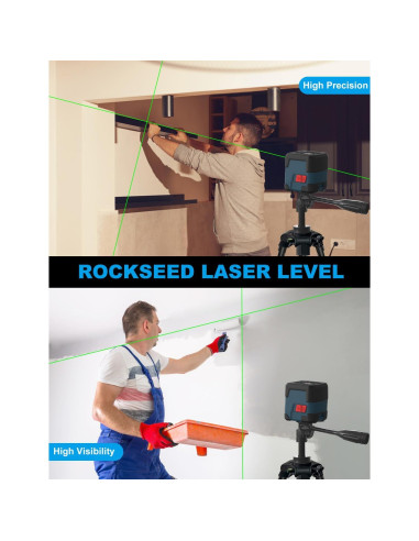 Nivel Láser RockSeed Autonivelación Verde con Trípode 119 cm