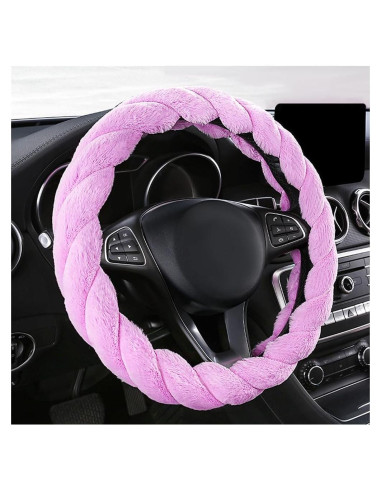 Cubierta de Volante de Coche Peluda KVAEY 38.1 cm Morado
