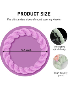 Cubierta de Volante de Coche Peluda KVAEY 38.1 cm Morado 2