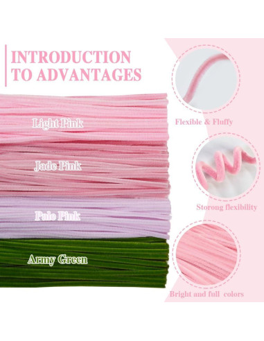 Conjunto de 216 Limpiapipas Rosa AHAMETON para Manualidades