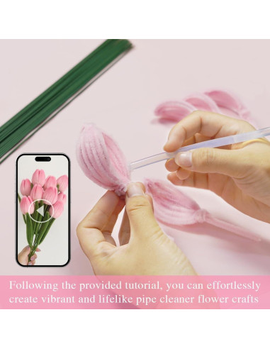 Conjunto de 216 Limpiapipas Rosa AHAMETON para Manualidades