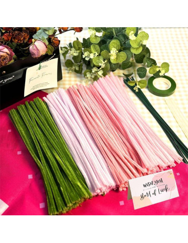 Conjunto de 216 Limpiapipas Rosa AHAMETON para Manualidades