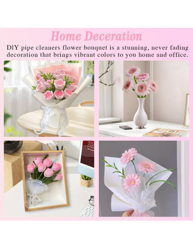 Conjunto de 216 Limpiapipas Rosa AHAMETON para Manualidades