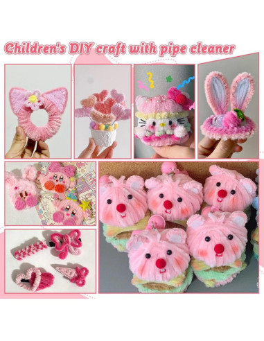 Conjunto de 216 Limpiapipas Rosa AHAMETON para Manualidades