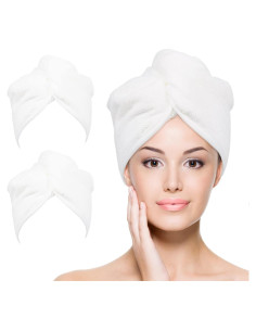 Toalla de Microfibra para Cabello YoulerTex 2 Pcs 25.4x66 cm Blanca