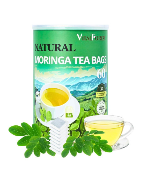 60 Bolsitas de Té de Moringa Natural VitalForest - Sin Cafeína