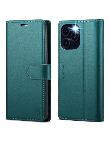 Funda billetera FLIPALM para iPhone 16 Pro Max Verde con RFID