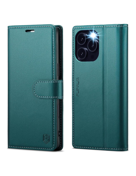 Funda billetera FLIPALM para iPhone 16 Pro Max Verde con RFID