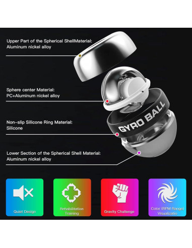 Ejercitador de Muñeca IPJIB Bola de Giroscopio 9.5 cm Metal