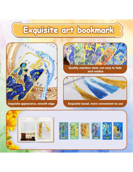 6 Marcadores de Libros de Metal Kinsound con Borlas Oro