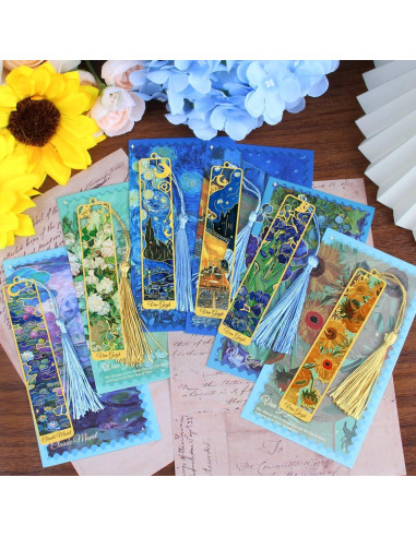 6 Marcadores de Libros de Metal Kinsound con Borlas Oro